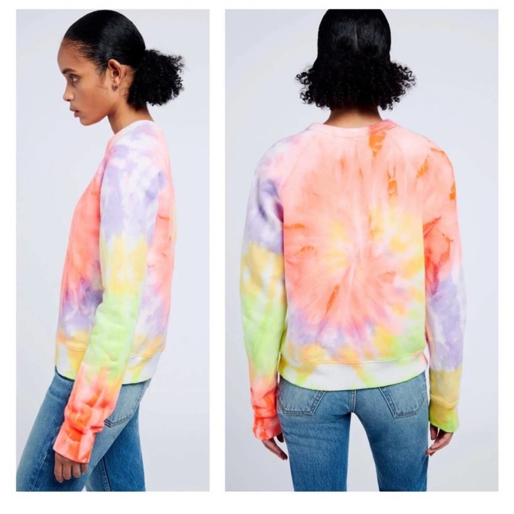 Re/Done x Hanes Tie Dye Classic Raglan Crewneck Sweatshirt 100% Cotton Medium